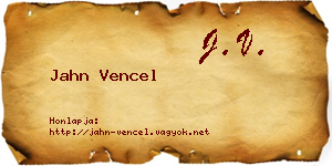 Jahn Vencel névjegykártya